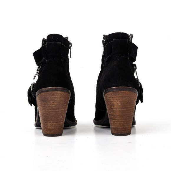 Dolce Vita Women Solid Black Suede Buckle Western Ankle Boots size 10 - Picture 4 of 8